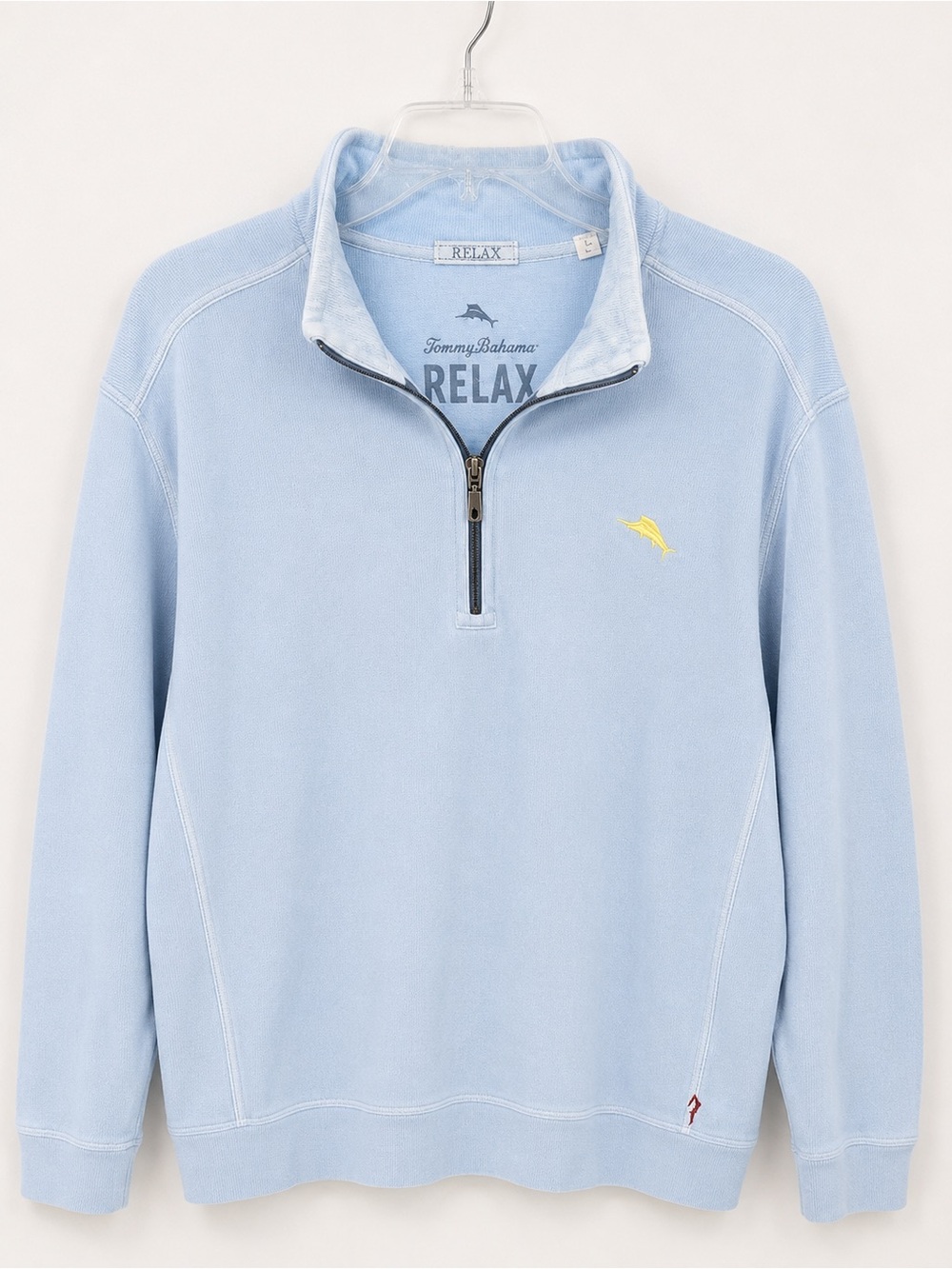 Tommy Bahama RELAX Half Zip Pullover Sweatshirt Blue Men's XL / TG 100% Cotton